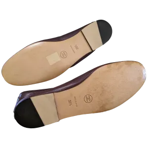 Chanel 1990s Chocolat Kid Ballet Flat Pumps Ballerines en Chevreaux Xtra Soft Sz 38.5, New!