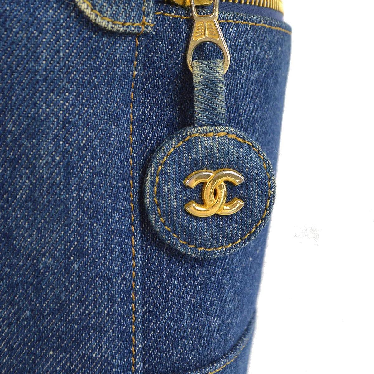 Chanel 1996-1997 Timeless Vanity Handbag Indigo Denim