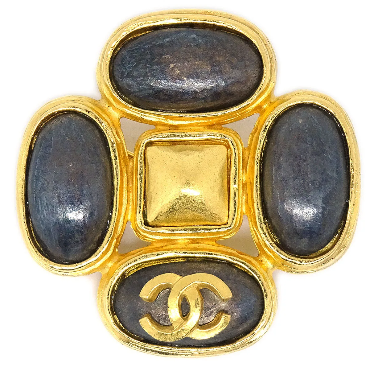 CHANEL 1997 Stone Brooch Gold AK35510c