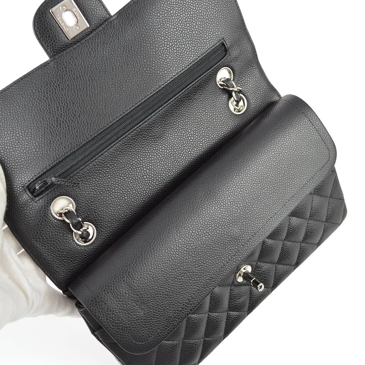 Chanel 2006-2008 Black Caviar Medium Classic Double Flap Bag SHW