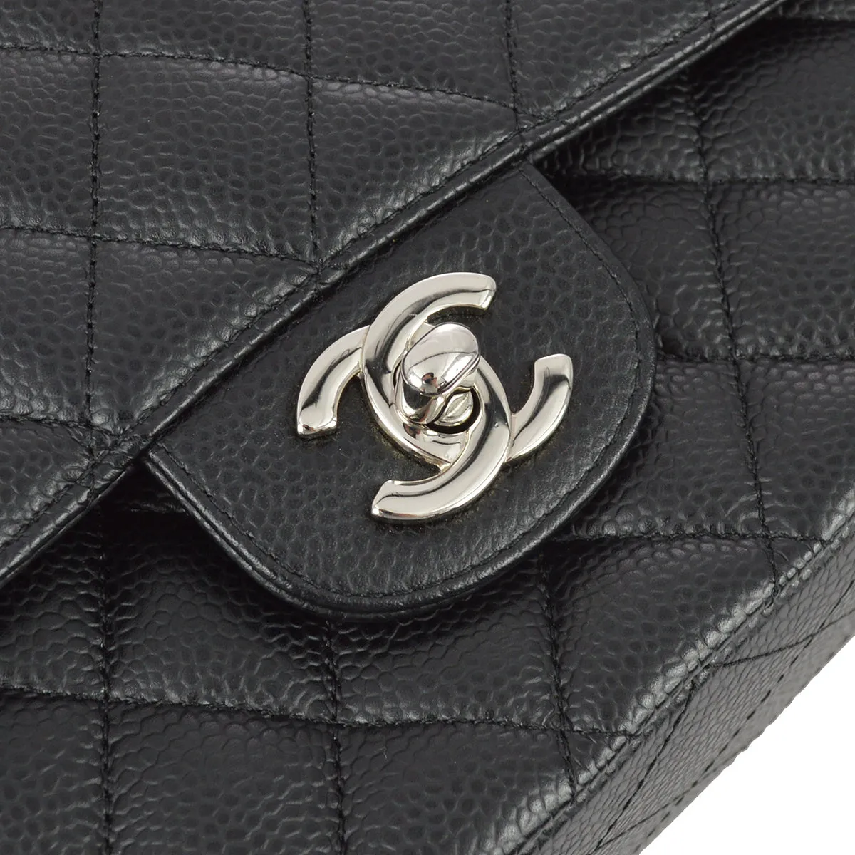 Chanel 2006-2008 Black Caviar Medium Classic Double Flap Bag SHW
