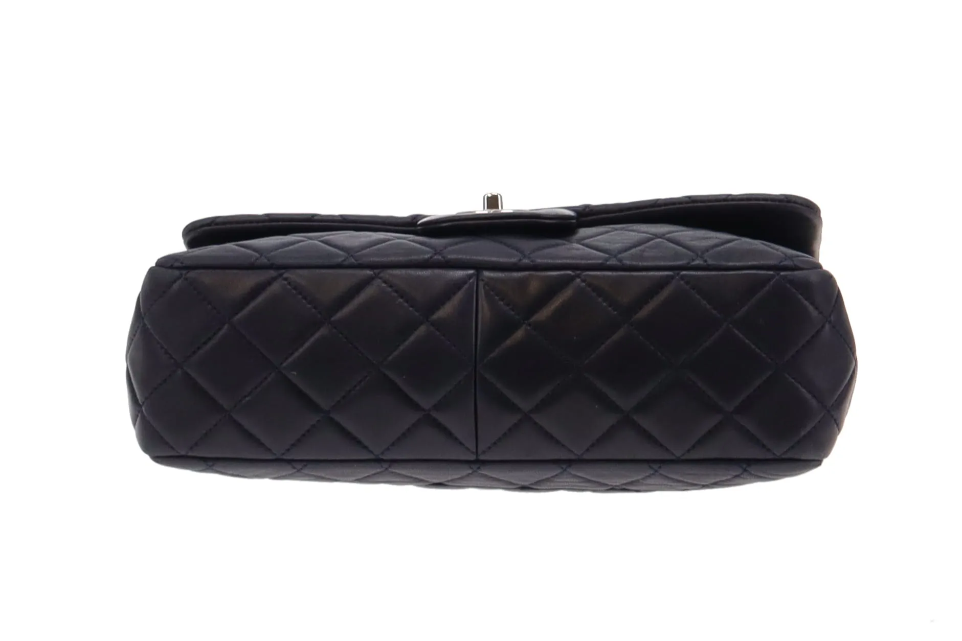 Chanel 2009 Navy Washed Lambskin Single Flap Jumbo Silver Hardware 2008/09