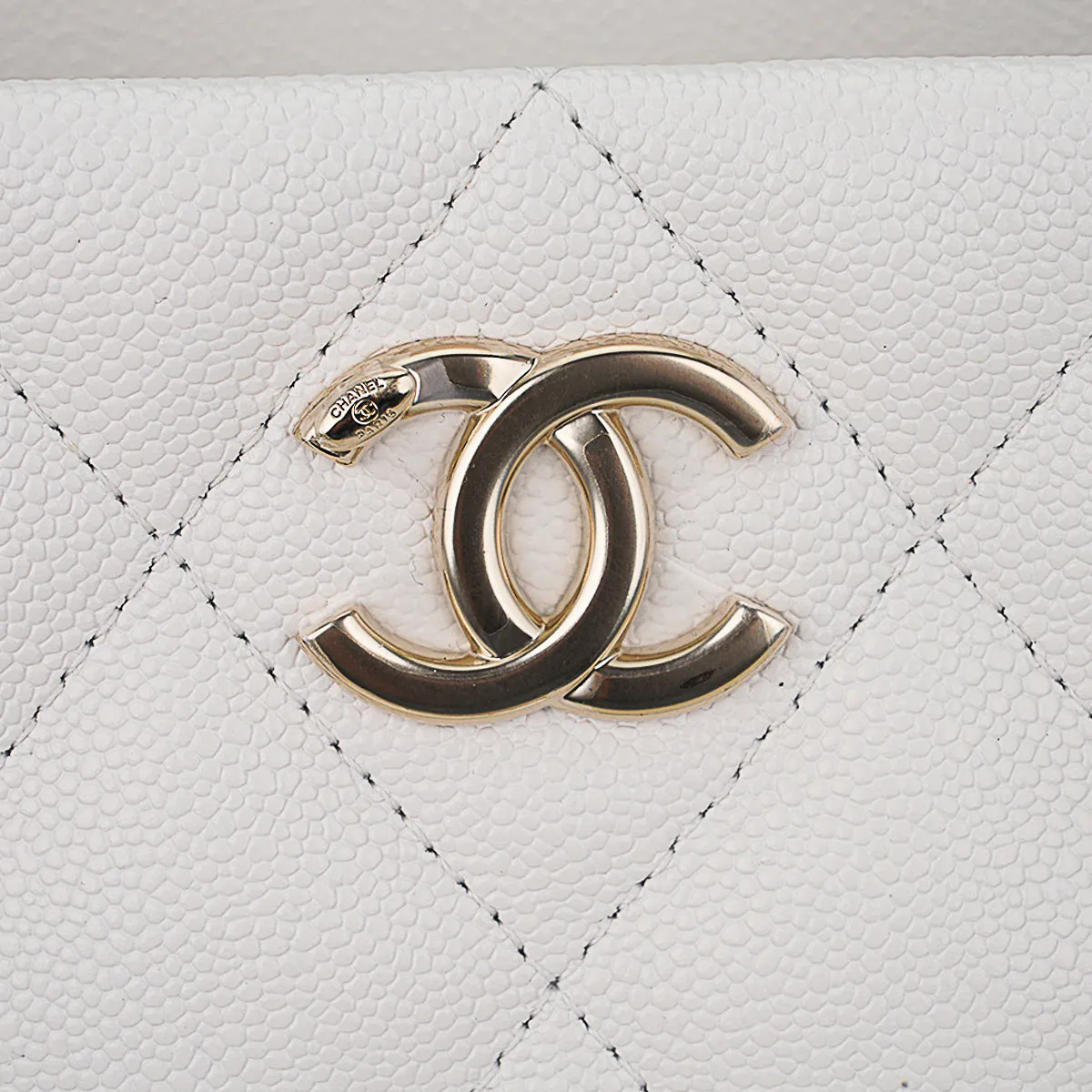 Chanel 2023 Limited Edition White Quilted Caviar Leather Large Tote Bag