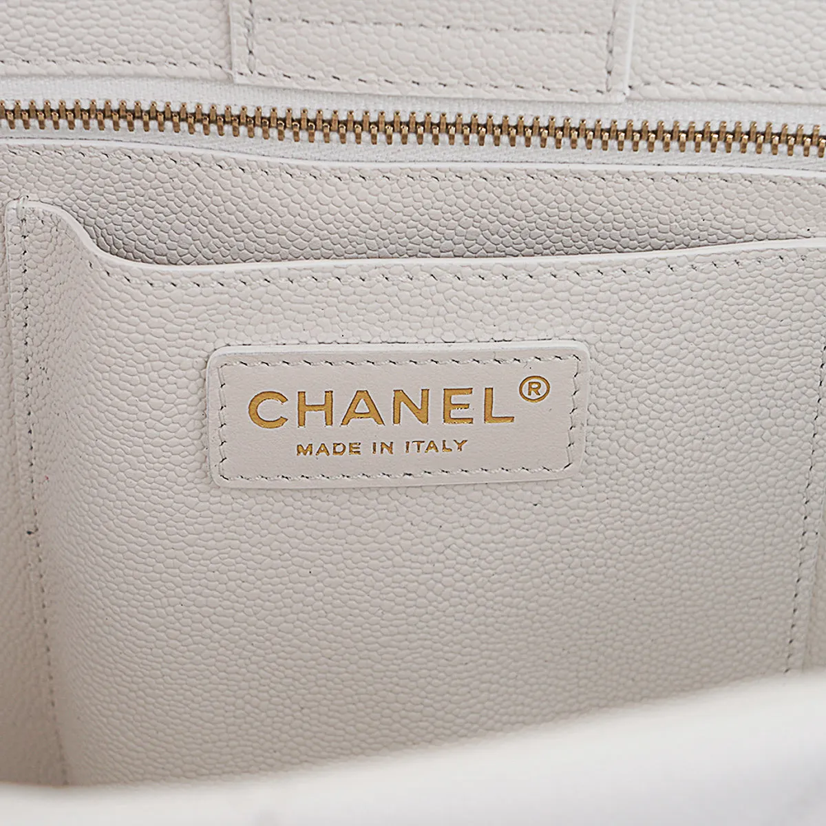 Chanel 2023 Limited Edition White Quilted Caviar Leather Large Tote Bag