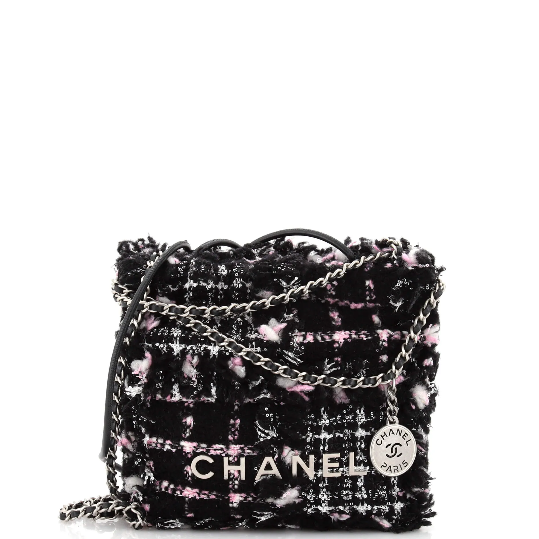 CHANEL 22 Chain Hobo Quilted Tweed Mini