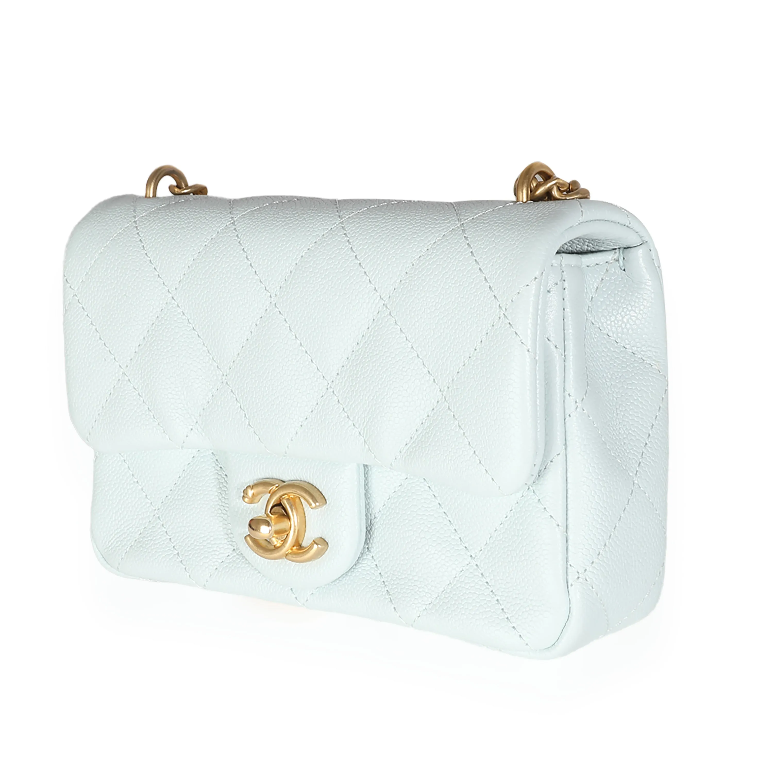 CHANEL 24P Blue Quilted Caviar Sweetheart Crush Mini Flap Bag
