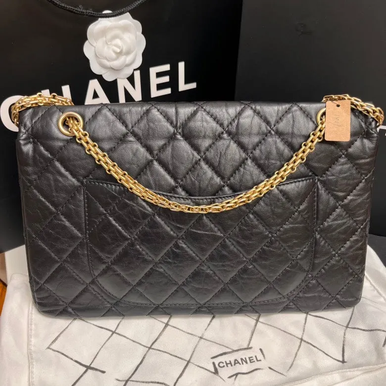 Chanel 2.55 Maxi Black Quilted Leather Shoulder Bag