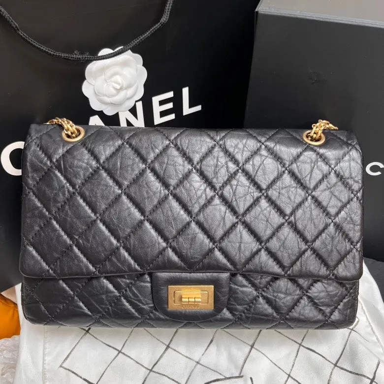 Chanel 2.55 Maxi Black Quilted Leather Shoulder Bag