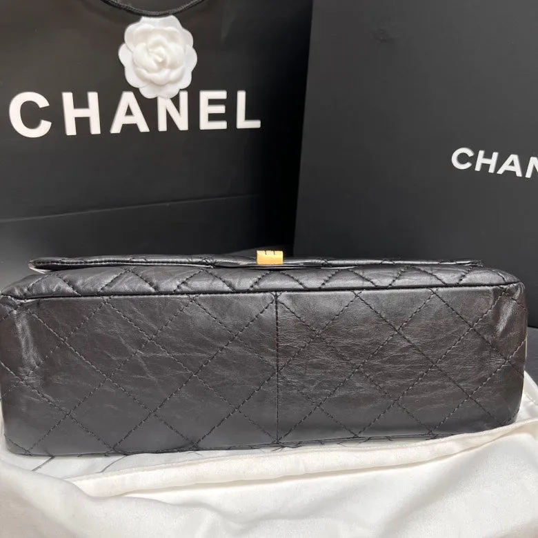 Chanel 2.55 Maxi Black Quilted Leather Shoulder Bag
