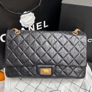 Chanel 2.55 Maxi Black Quilted Leather Shoulder Bag