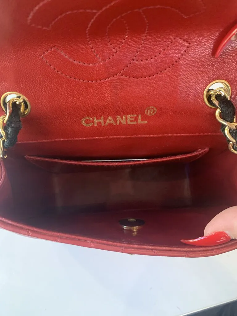 Chanel 90s Matelasse Red Lambskin/Silk Flap