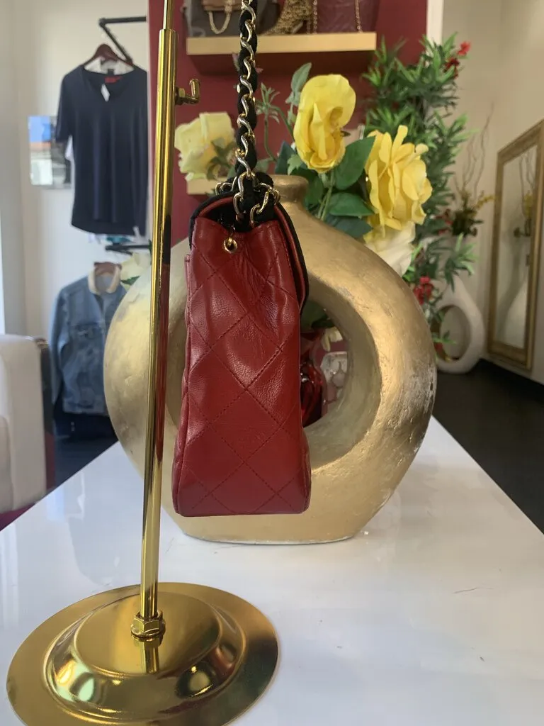 Chanel 90s Matelasse Red Lambskin/Silk Flap