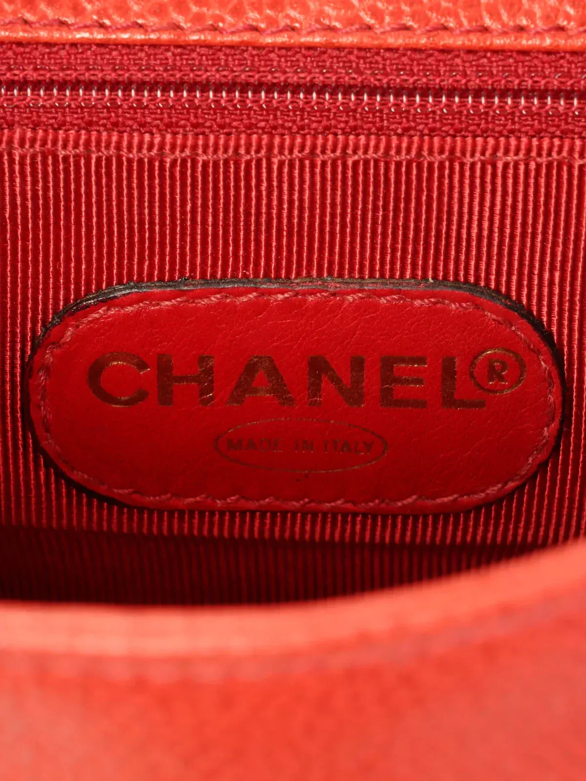 CHANEL Around 1995 Made Caviar Skin 6 Cc Mark Stitch Turn-Lock Backpack Red