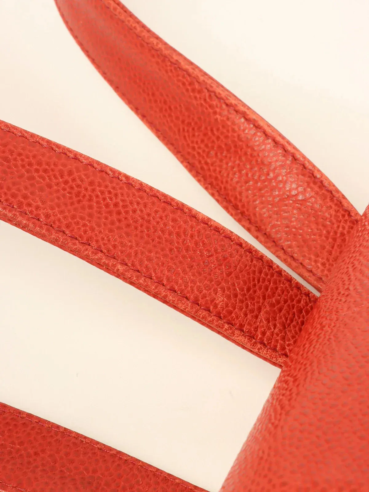 CHANEL Around 1995 Made Caviar Skin 6 Cc Mark Stitch Turn-Lock Backpack Red