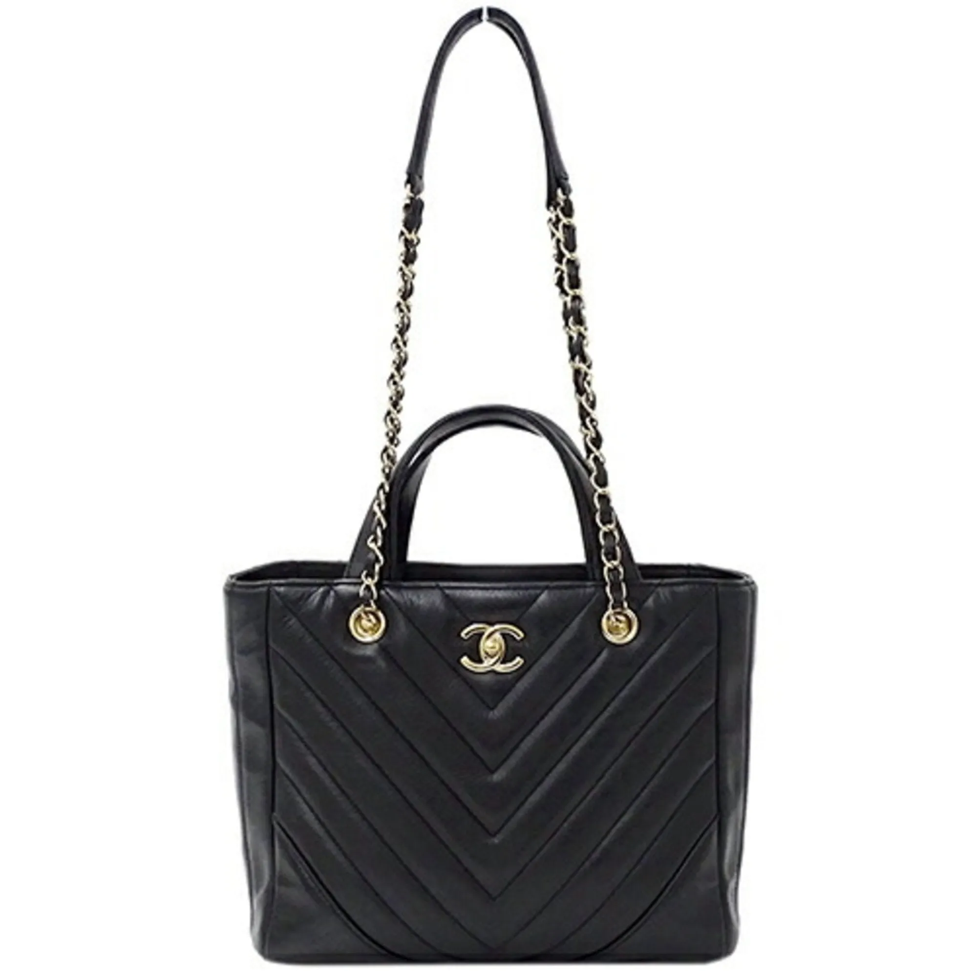 Chanel Bag V stitch Lady's handBag shoulder 2way lambskin black