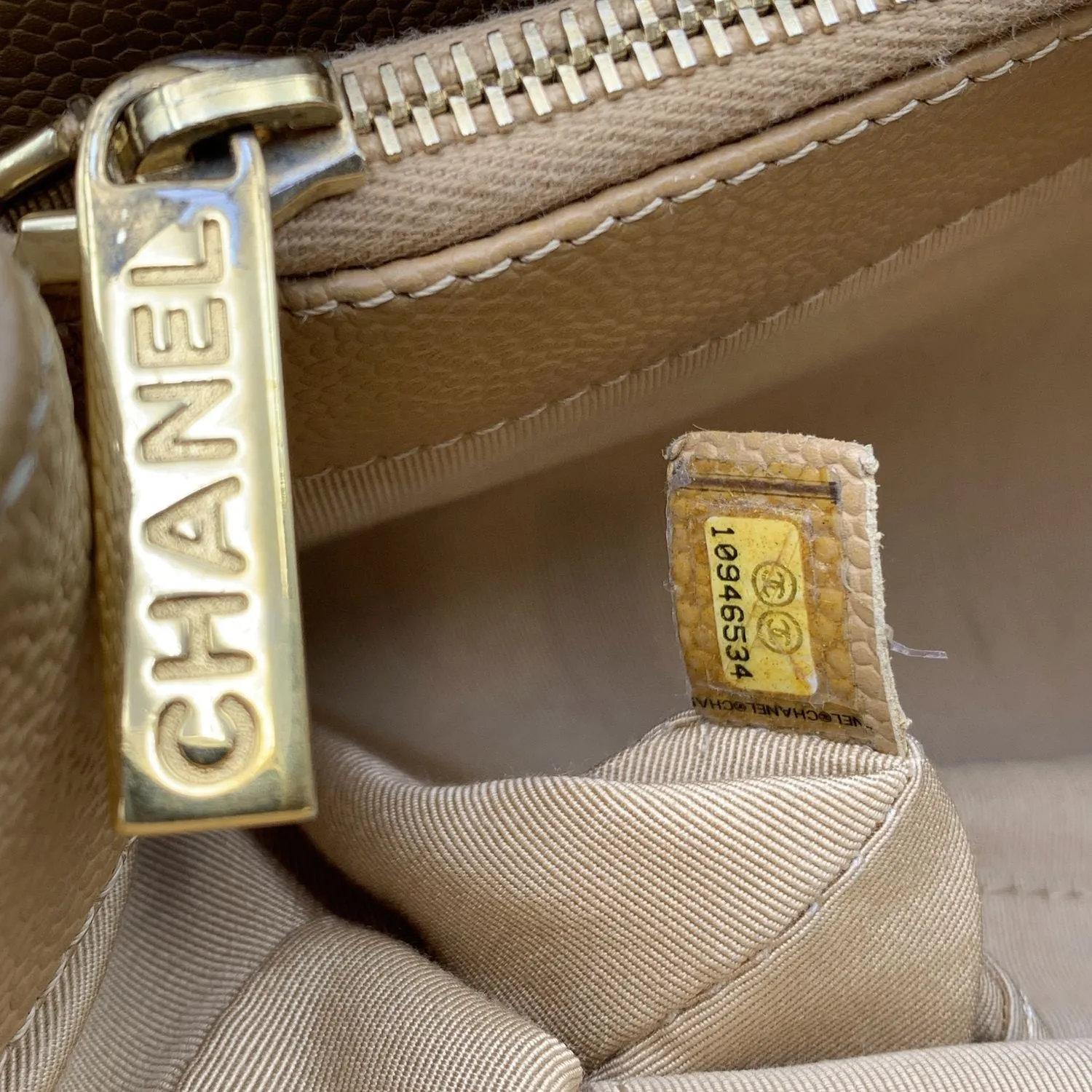 CHANEL Beige Quilted Caviar Leather Gst Grand Shopping Tote Bag