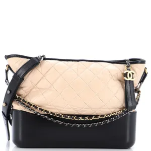 CHANEL Bicolor Gabrielle Hobo Quilted Aged Calfskin Medium