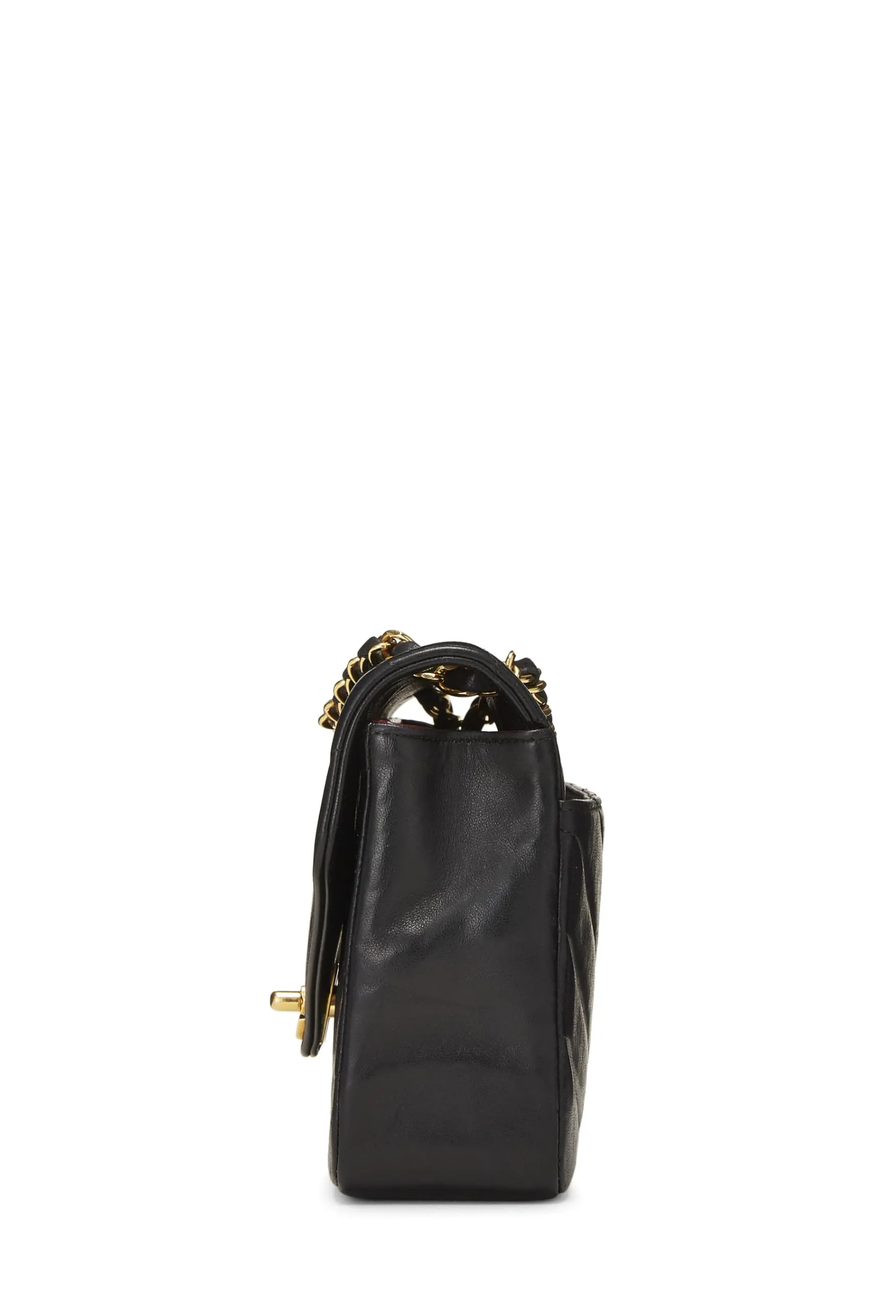 Chanel,  Black Diagonal Quilted Envelope Flap Small, Black