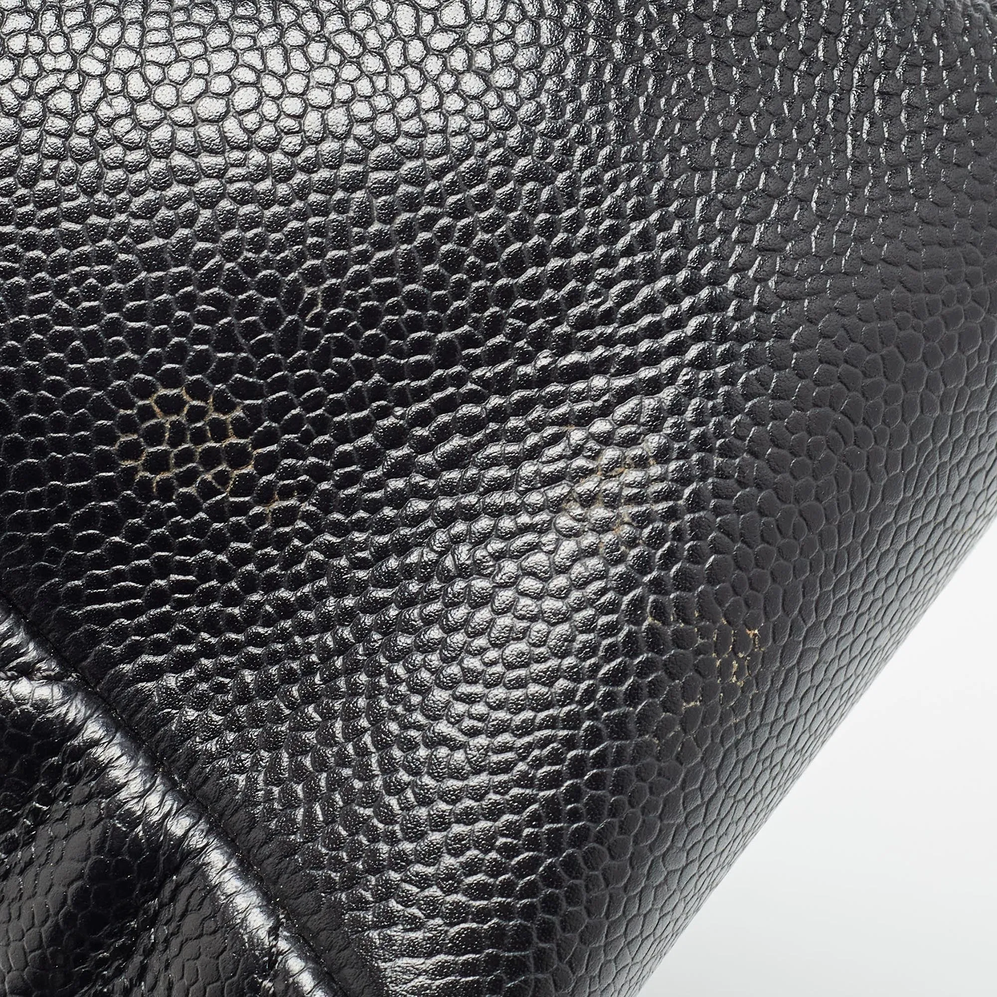 CHANEL Black Quilted Caviar Leather Grand Shopping Tote