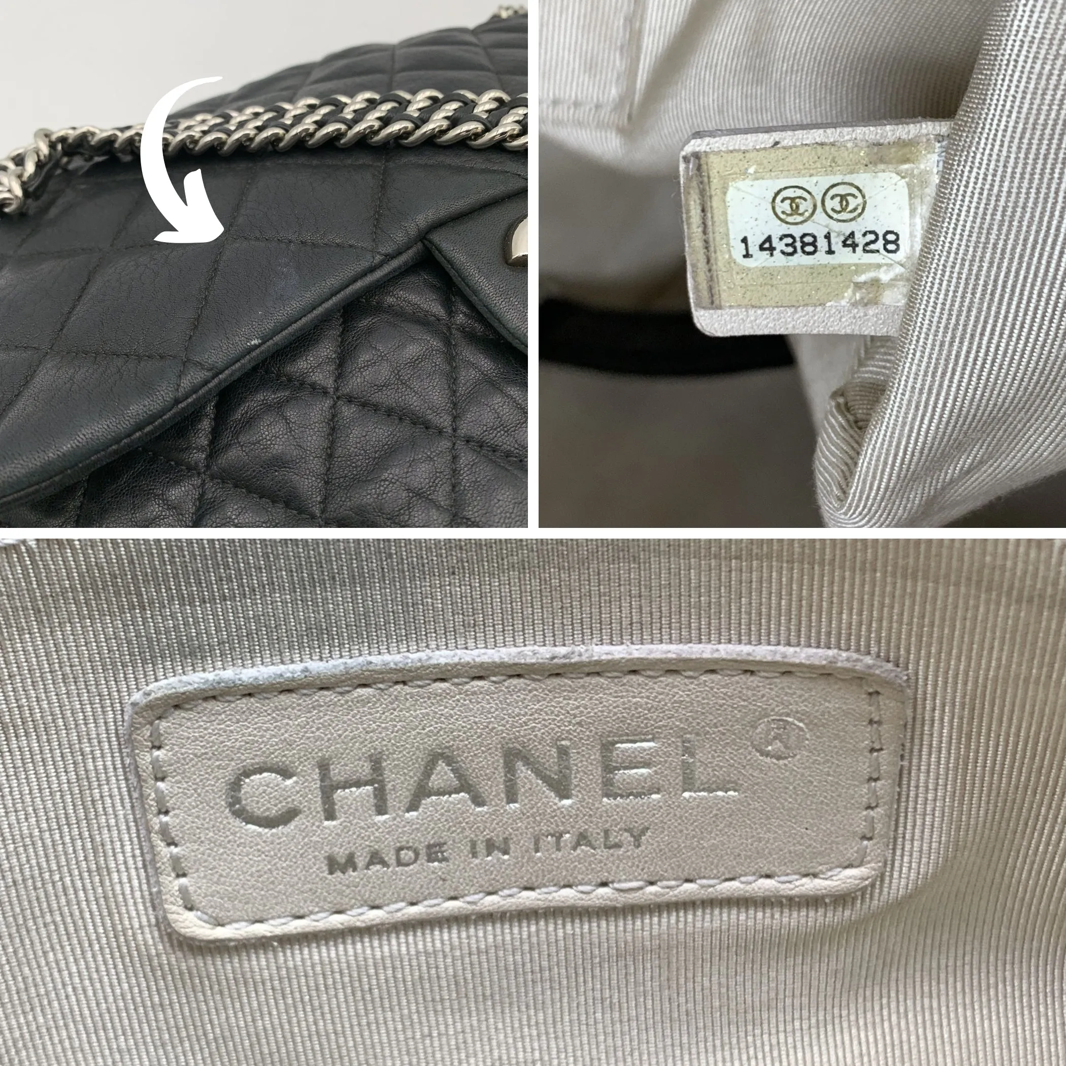 CHANEL Black Quilted Lambskin Chain Around Maxi Shoulder Bag