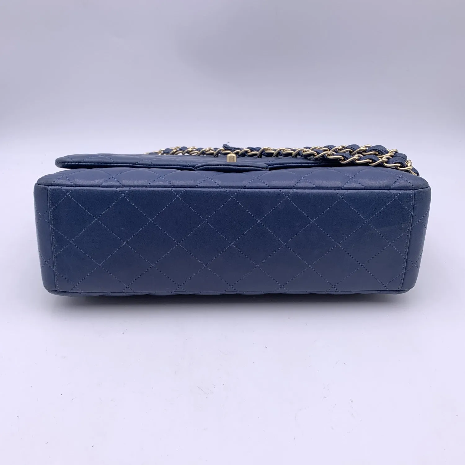 Chanel Blue Quilted Leather Maxi Timeless Classic 2.55 Single Flap Bag
