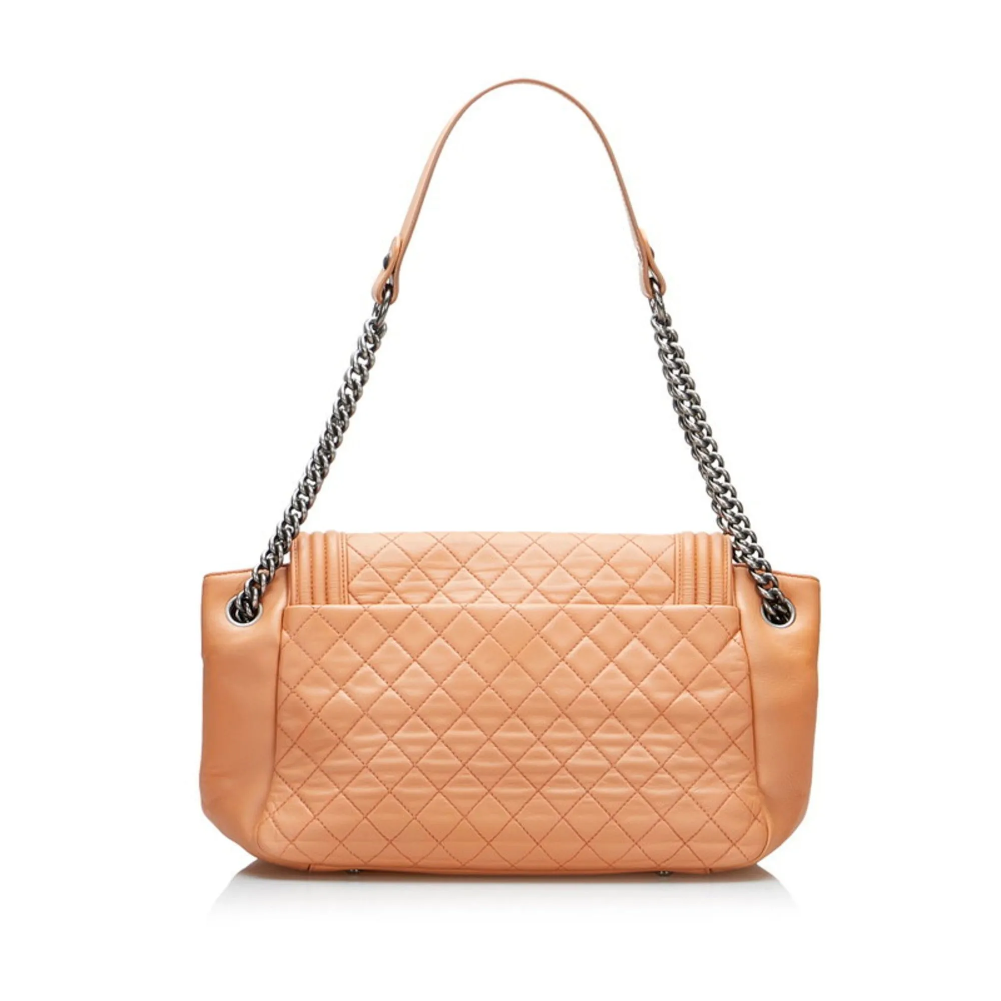 CHANEL Boy Coco Mark One Shoulder Bag Handbag Salmon Pink Leather Ladies