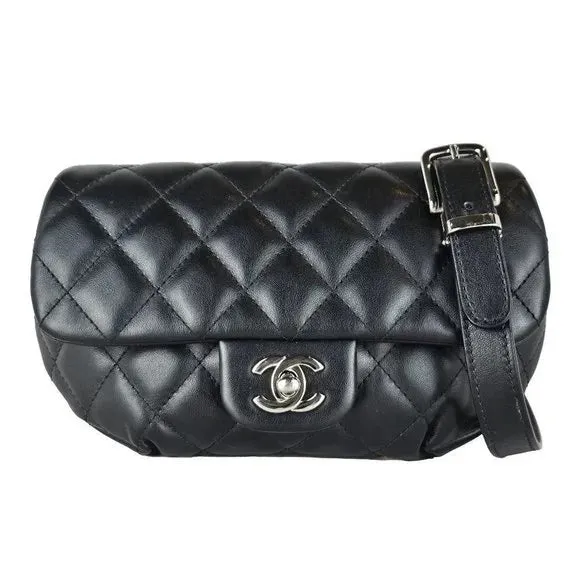 CHANEL CALFSKIN LEATHER QUILTED CC UNIFORM FLAP BELT BAG