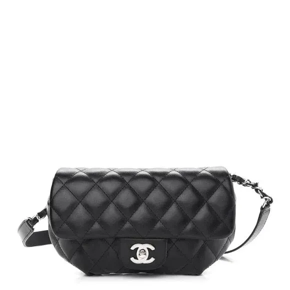 CHANEL CALFSKIN LEATHER QUILTED CC UNIFORM FLAP BELT BAG