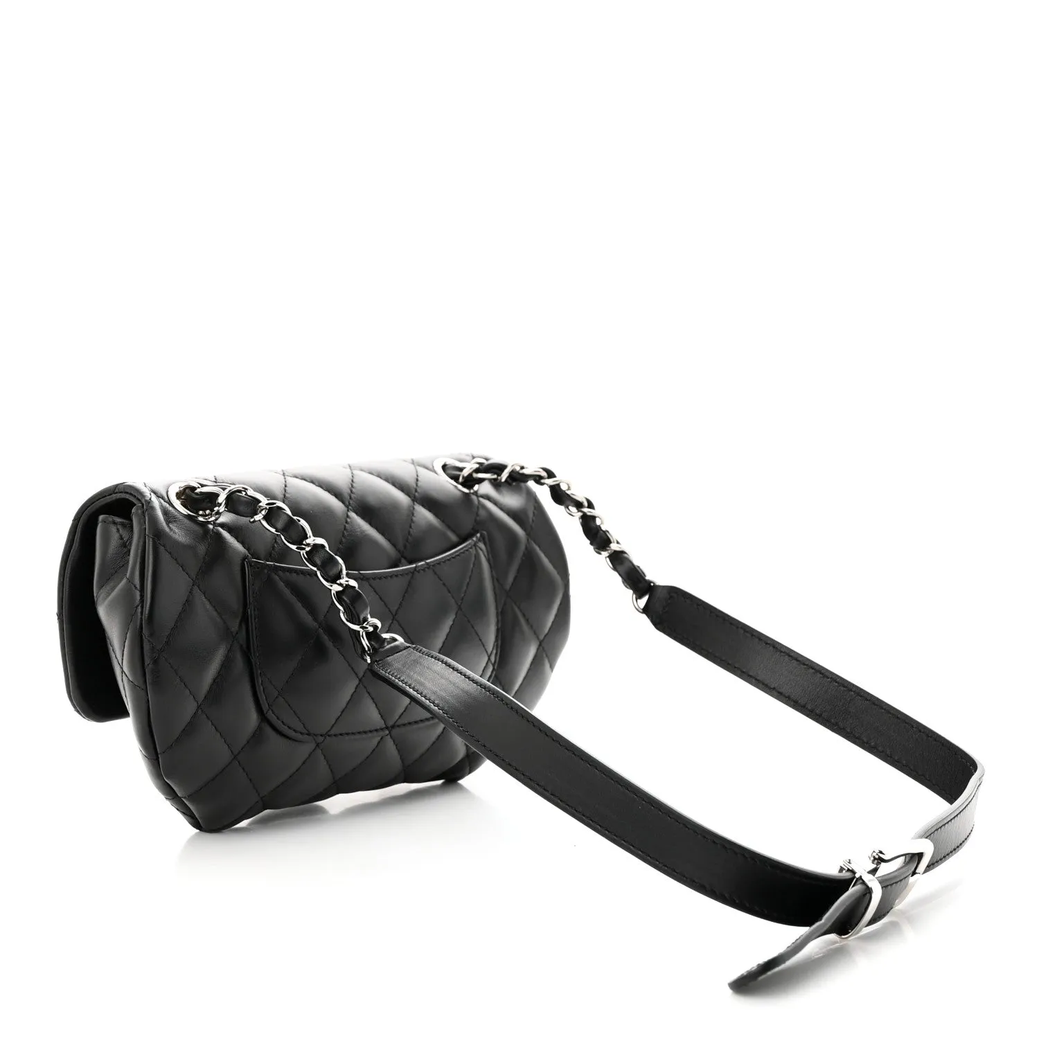 CHANEL CALFSKIN LEATHER QUILTED CC UNIFORM FLAP BELT BAG