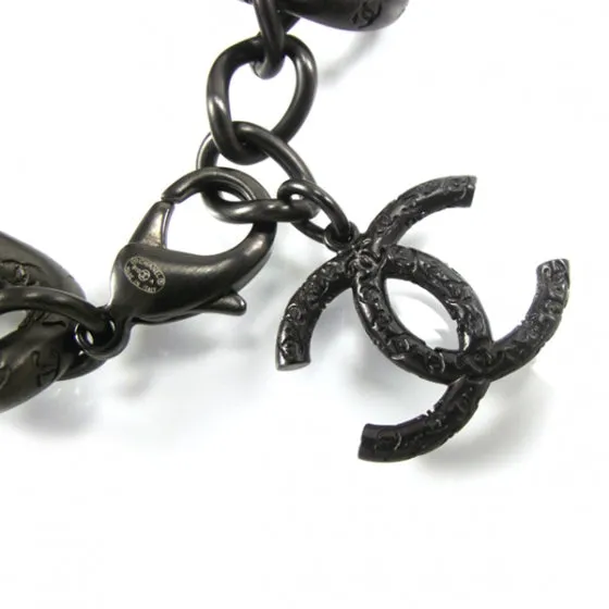 CHANEL CC BLACK METAL CHAIN LINK BRACELET