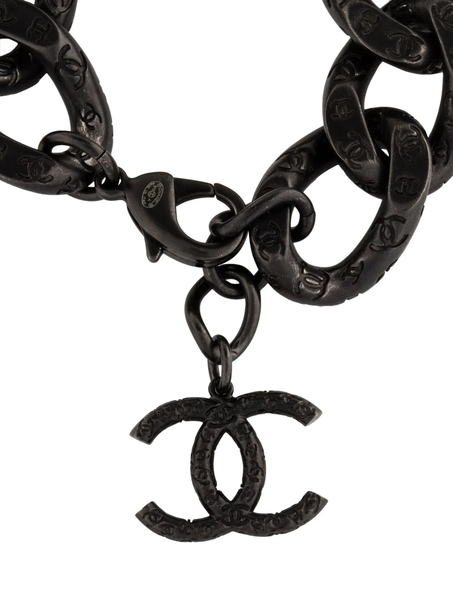 CHANEL CC BLACK METAL CHAIN LINK BRACELET