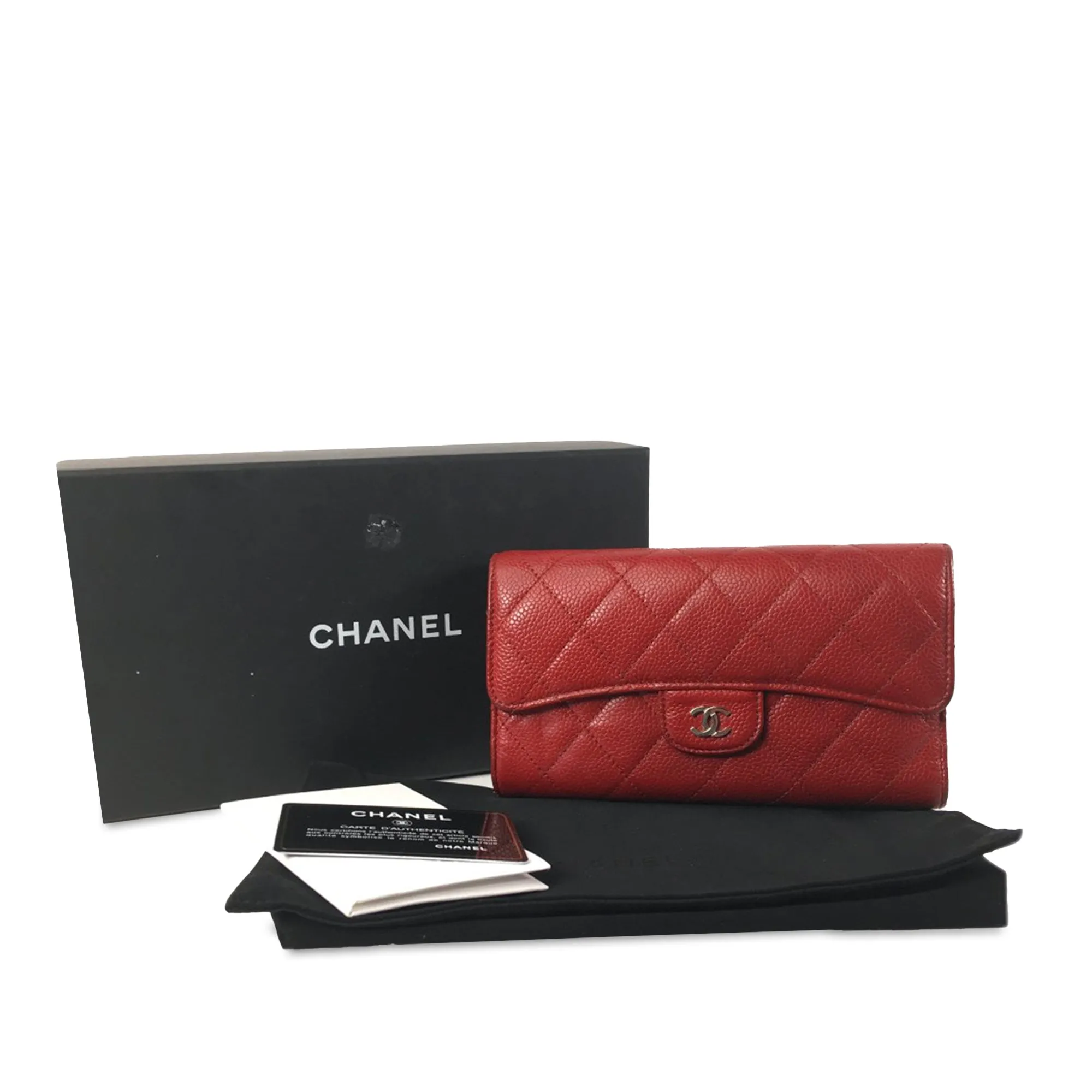 Chanel CC Caviar Trifold Wallet Long Wallets