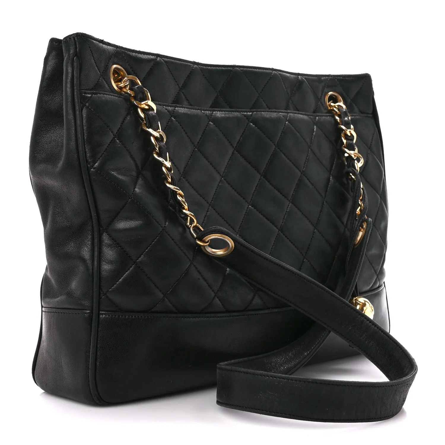 CHANEL CC QUILTED LAMBSKIN LEATHER SHOULDER BAG