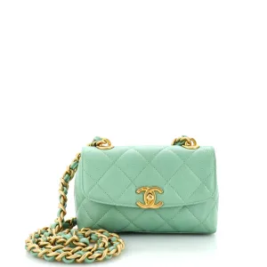 CHANEL CC Rounded Flap Crossbody Bag Quilted Caviar Mini