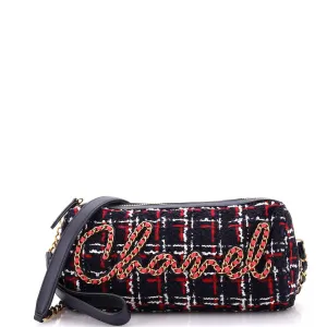 CHANEL Chain Signe Bowling Bag Tweed Small
