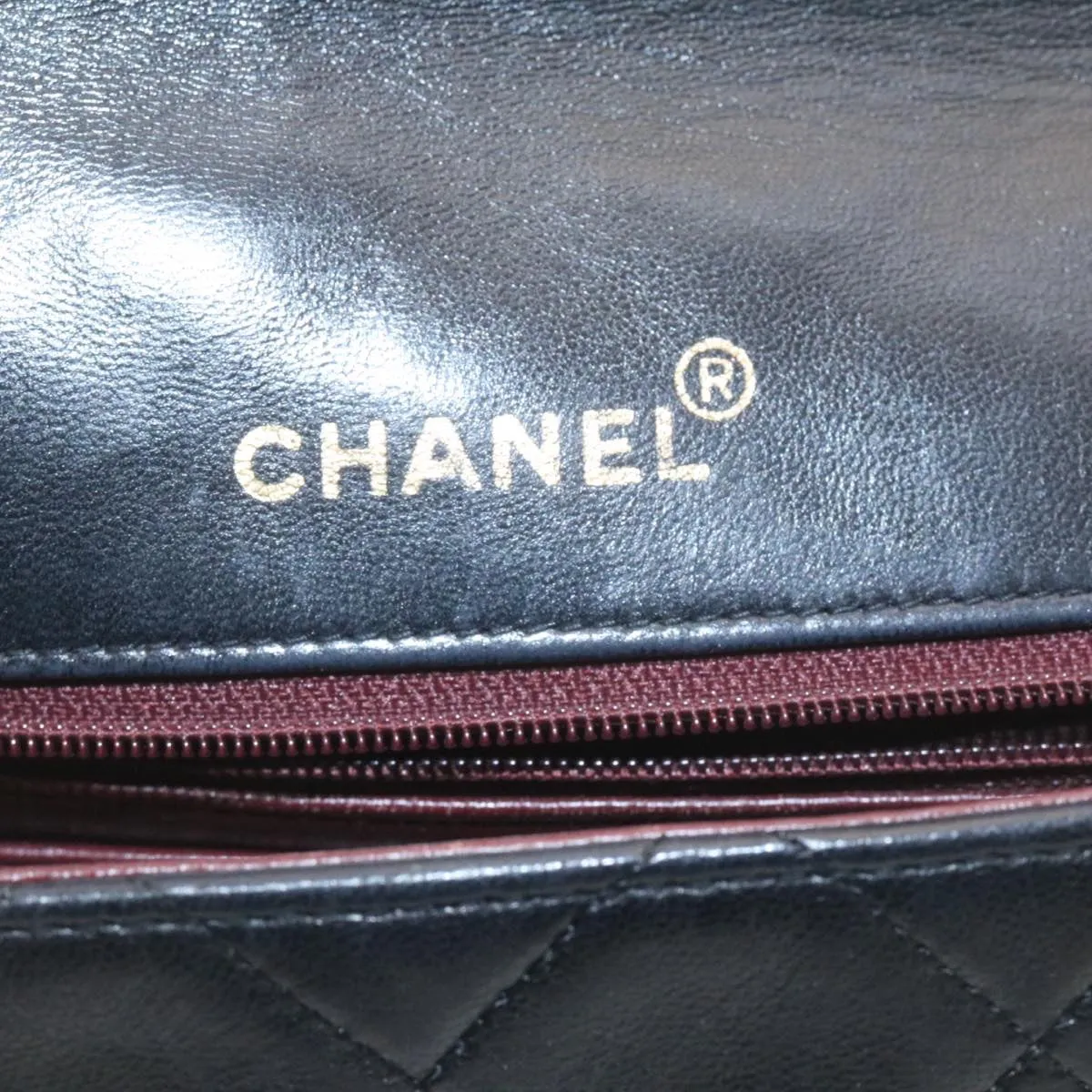 CHANEL Chain Turn Lock Diana Matelasse Shoulder Bag Lamb Skin Black  28282A
