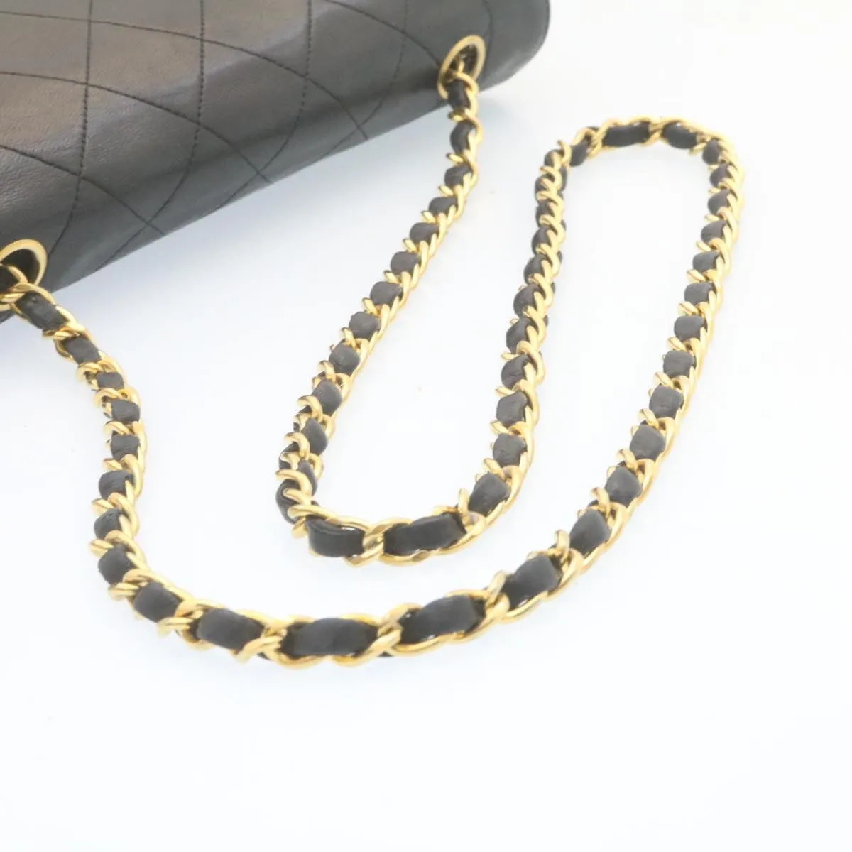 CHANEL Chain Turn Lock Diana Matelasse Shoulder Bag Lamb Skin Black  28282A