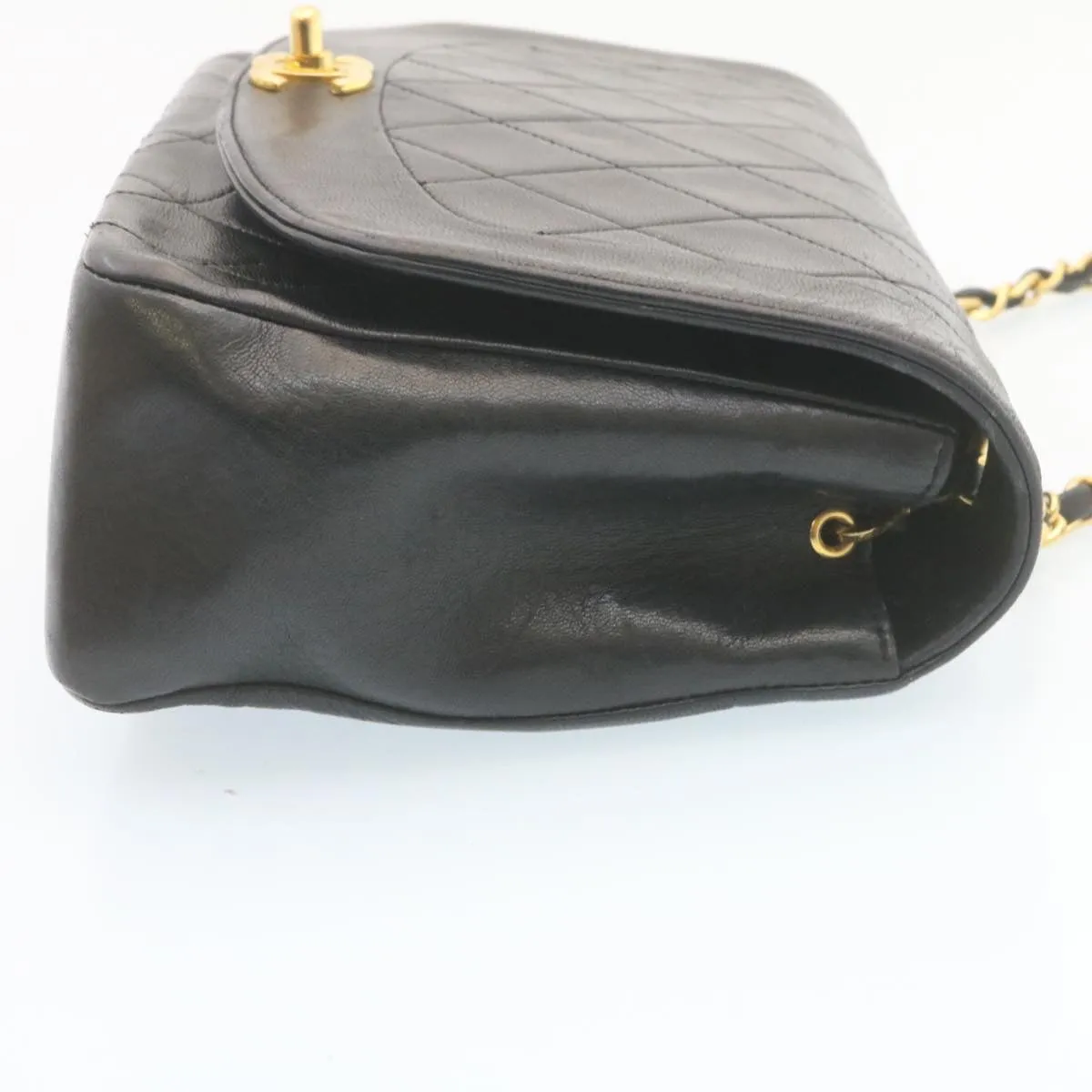CHANEL Chain Turn Lock Diana Matelasse Shoulder Bag Lamb Skin Black  28282A
