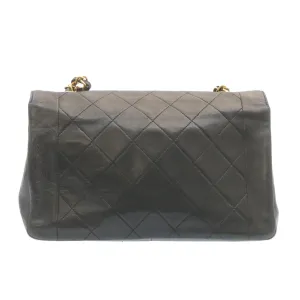 CHANEL Chain Turn Lock Diana Matelasse Shoulder Bag Lamb Skin Black  28282A