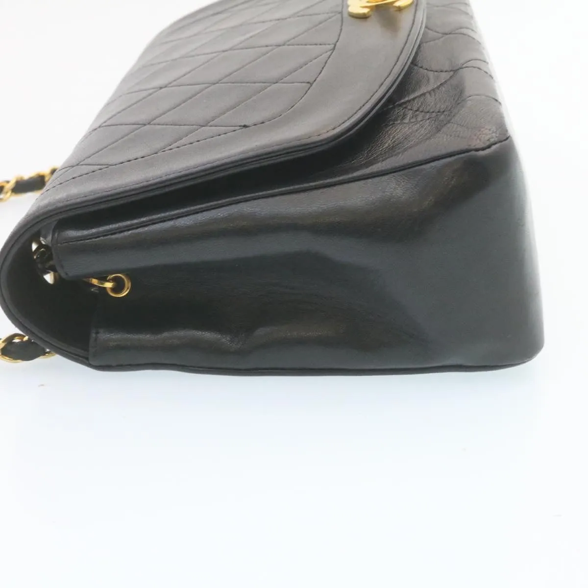 CHANEL Chain Turn Lock Diana Matelasse Shoulder Bag Lamb Skin Black  28282A