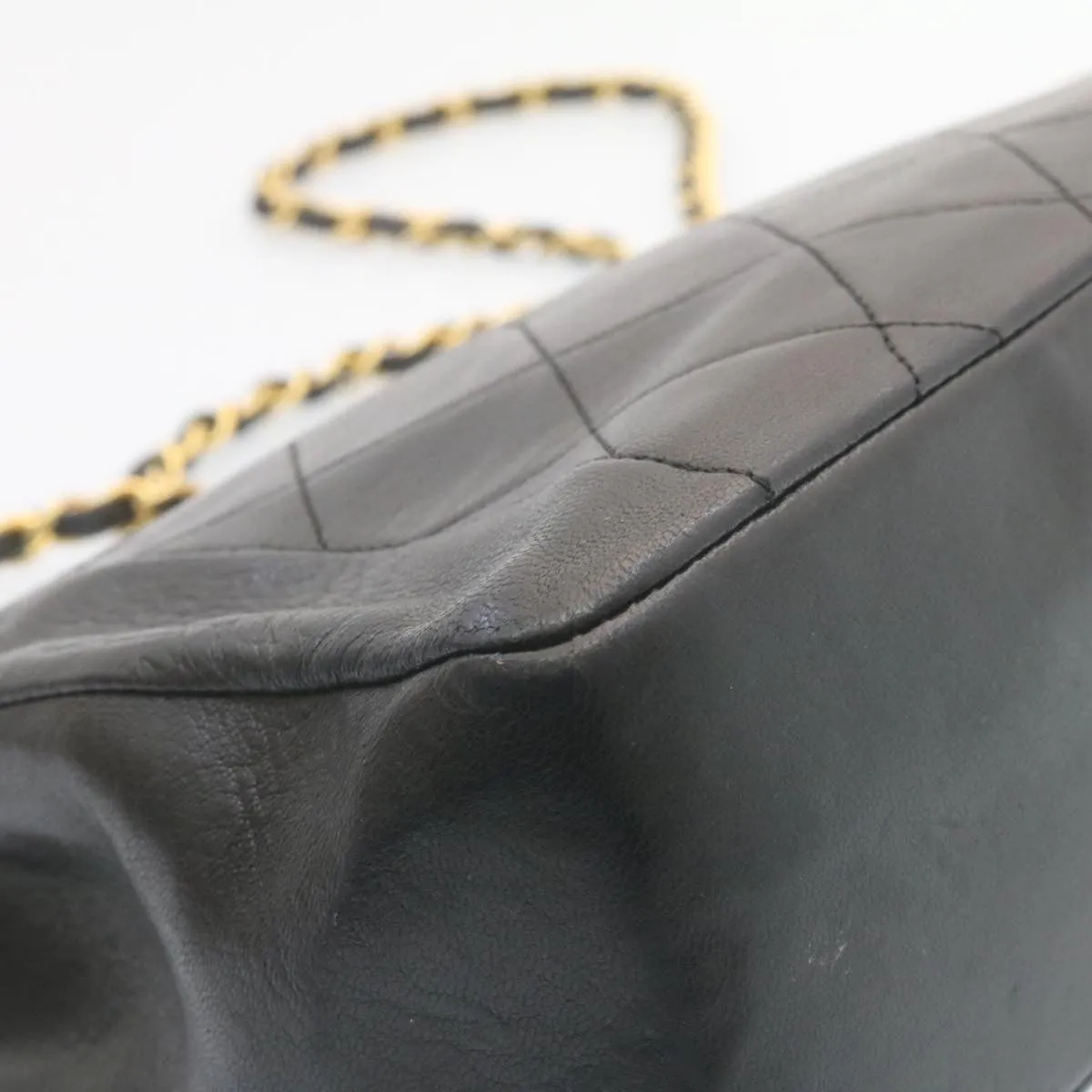 CHANEL Chain Turn Lock Diana Matelasse Shoulder Bag Lamb Skin Black  28282A