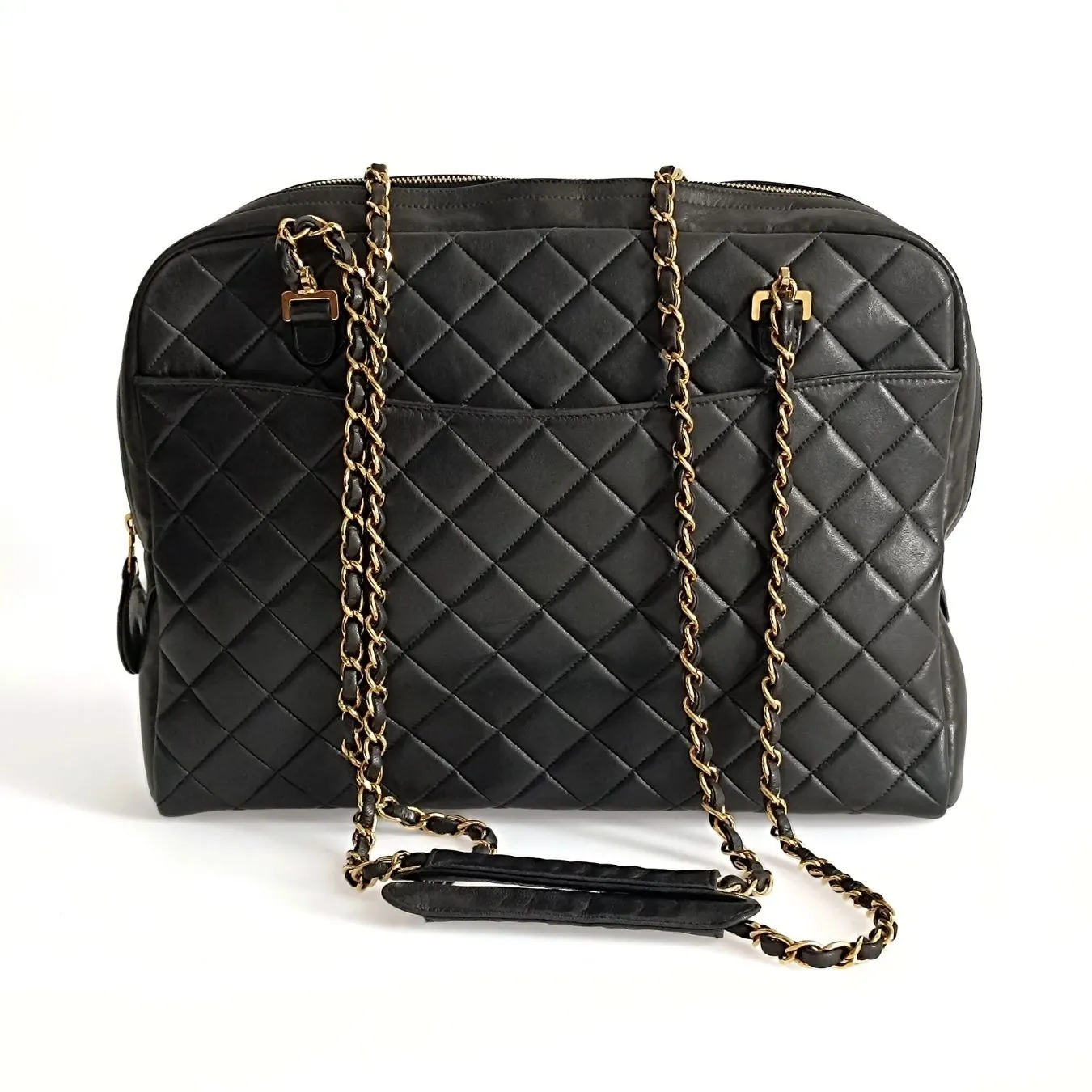 CHANEL Chanel Chanel borsa a spalla Grand Shopping in pelle matelasse nera
