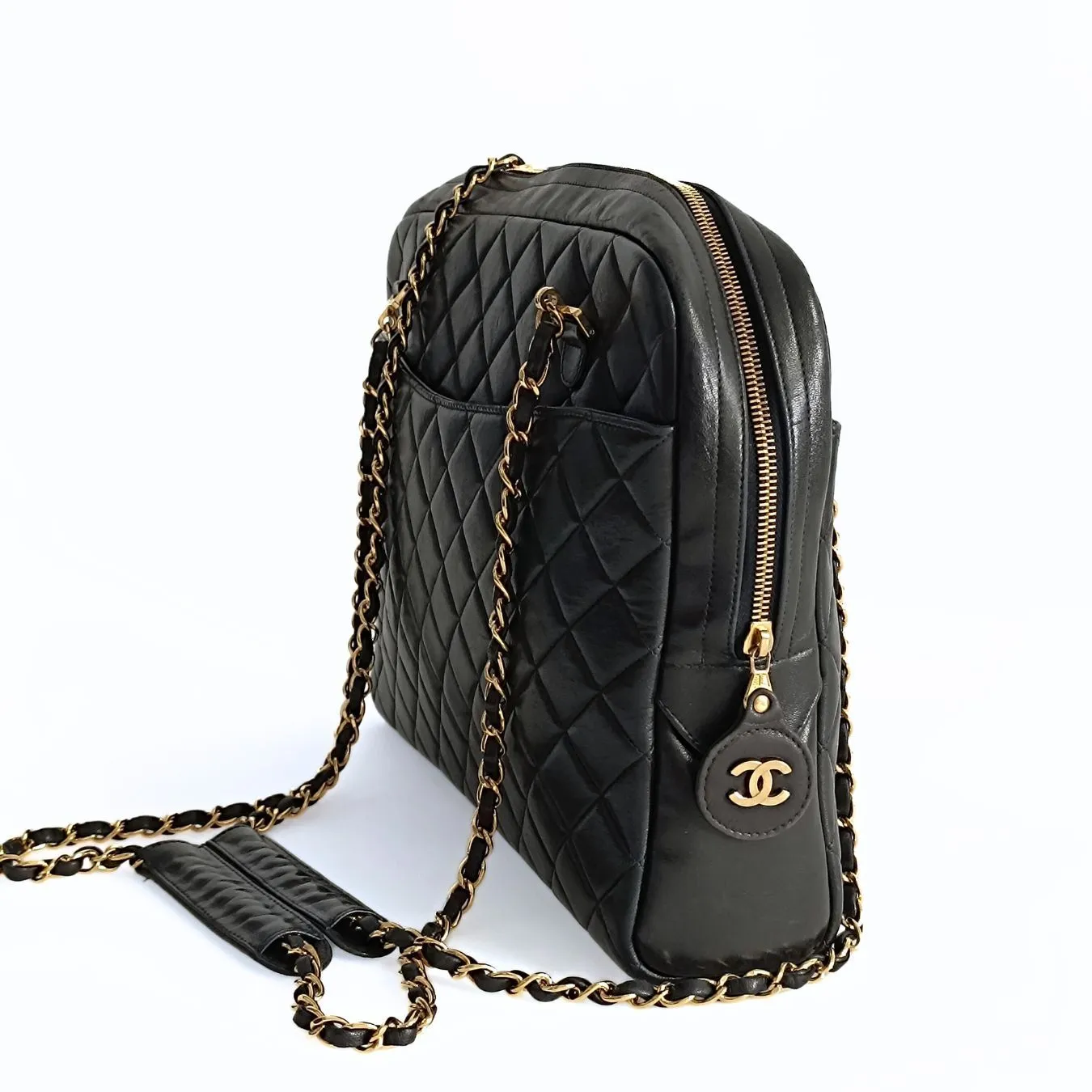 CHANEL Chanel Chanel borsa a spalla Grand Shopping in pelle matelasse nera