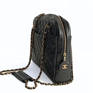 CHANEL Chanel Chanel borsa a spalla Grand Shopping in pelle matelasse nera