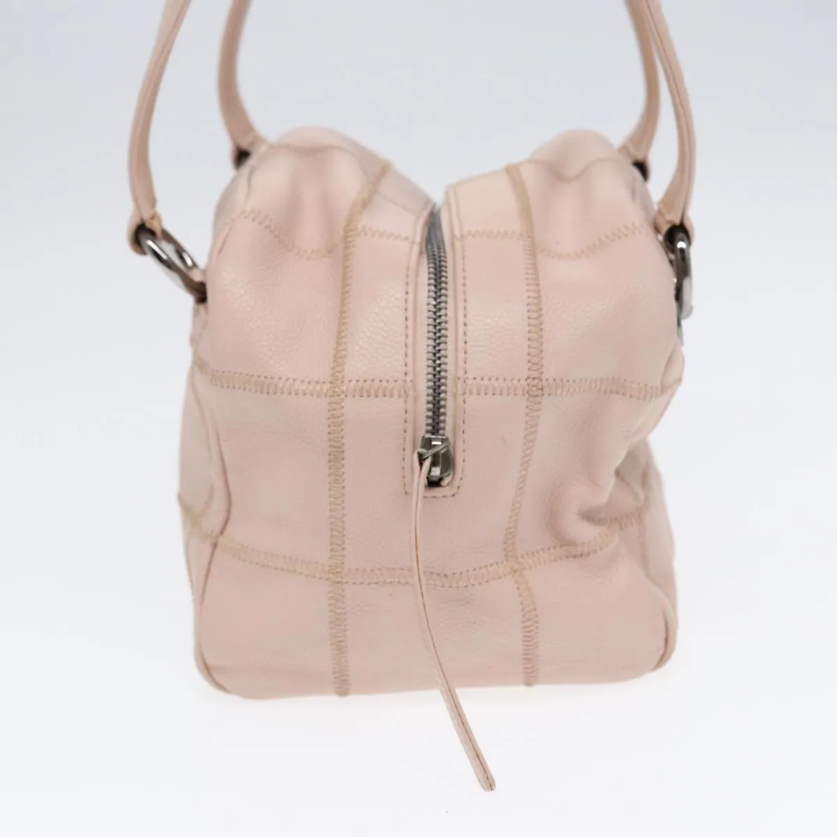 CHANEL Choco Bar Shoulder Bag Caviar Skin Pink Silver CC Auth bs16980
