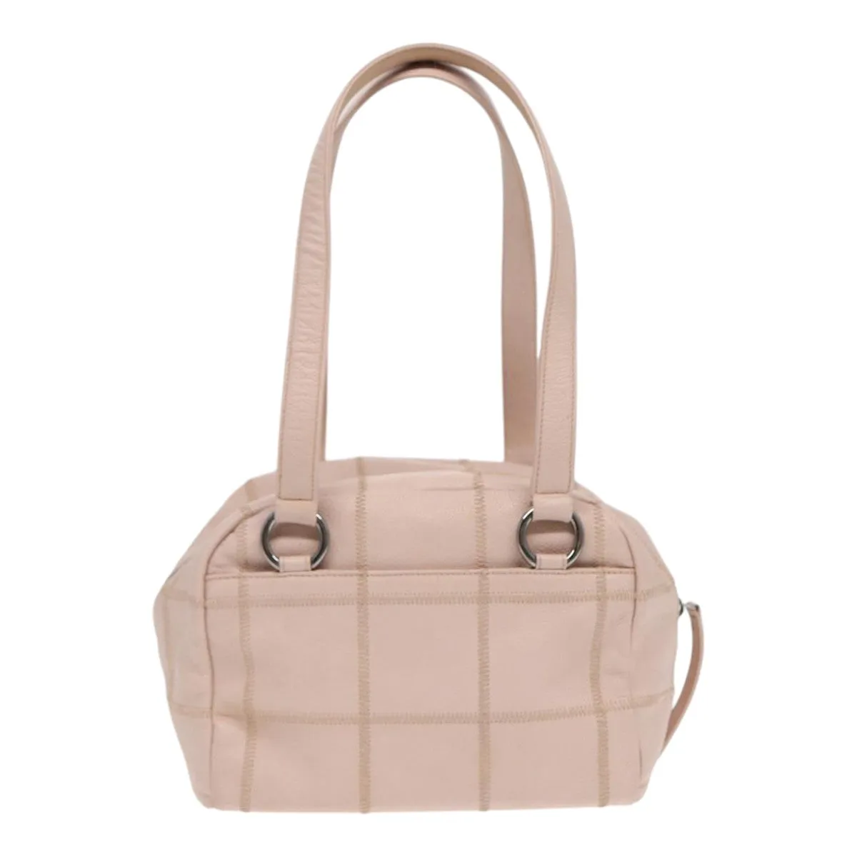 CHANEL Choco Bar Shoulder Bag Caviar Skin Pink Silver CC Auth bs16980