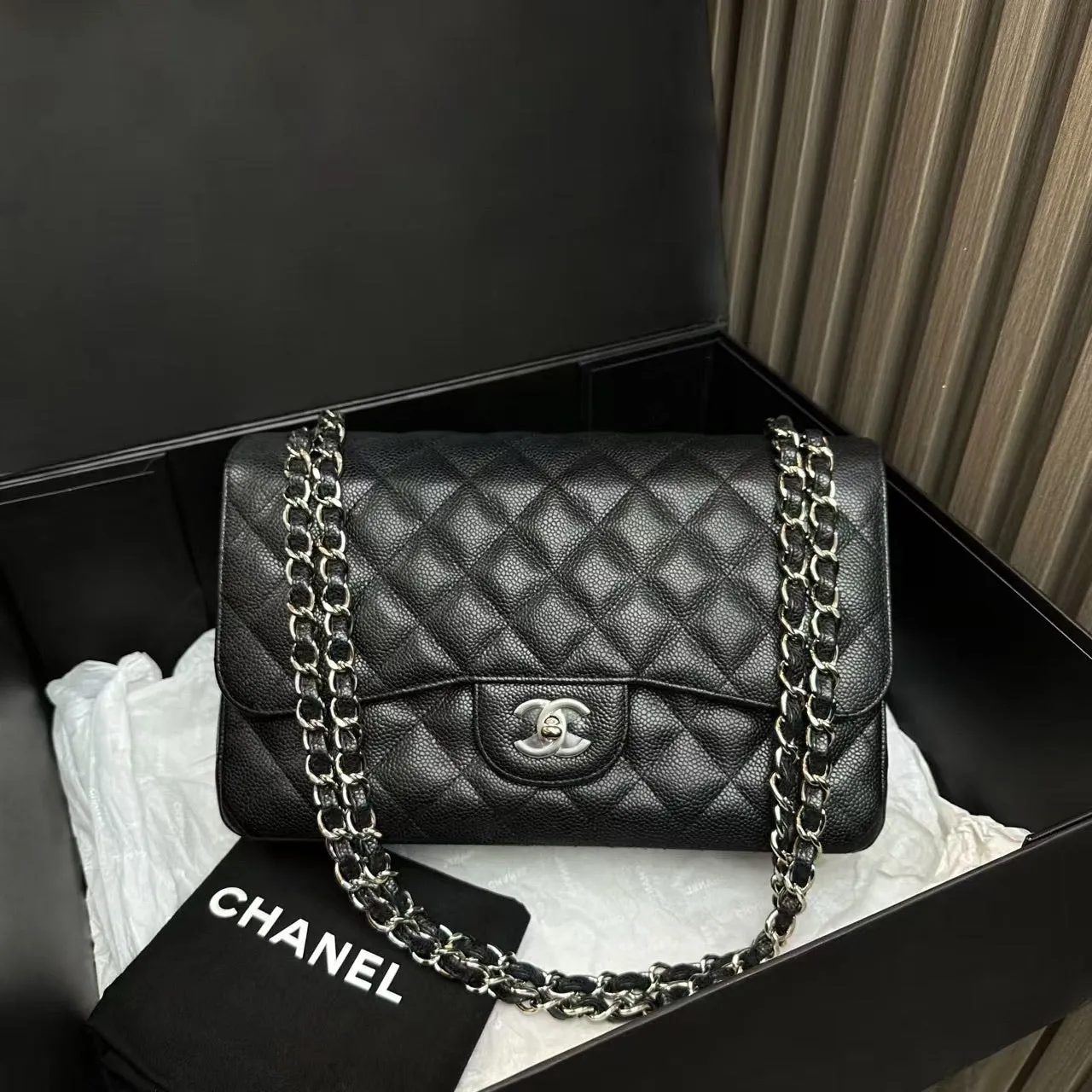 Chanel Classic Flap Black Leather Shoulder Bag