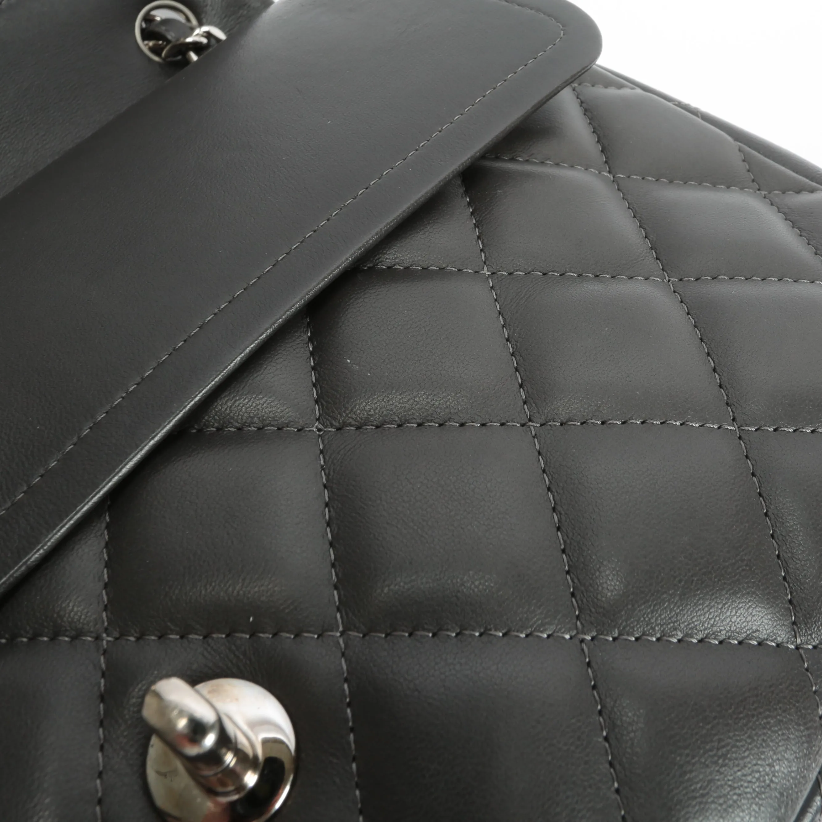 CHANEL Classic Jumbo Double Flap Lambskin- Grey