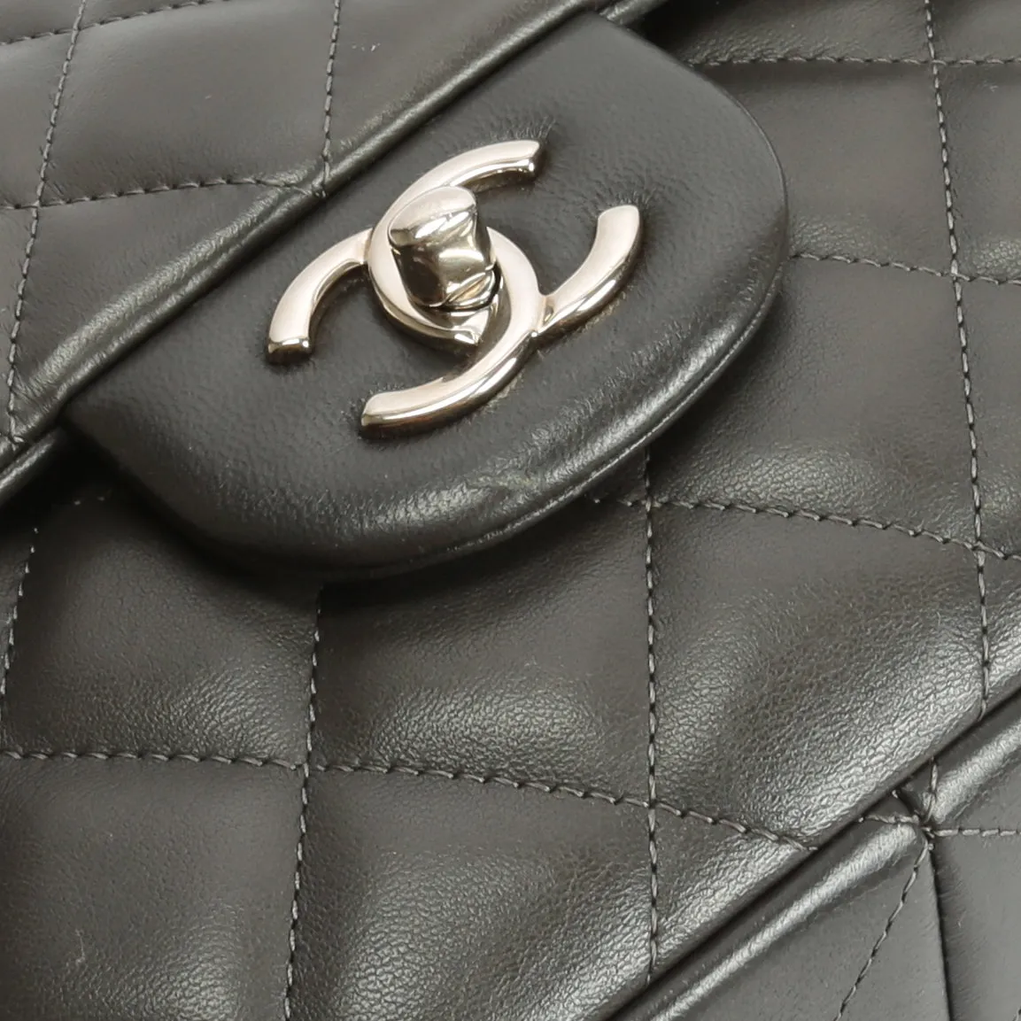 CHANEL Classic Jumbo Double Flap Lambskin- Grey