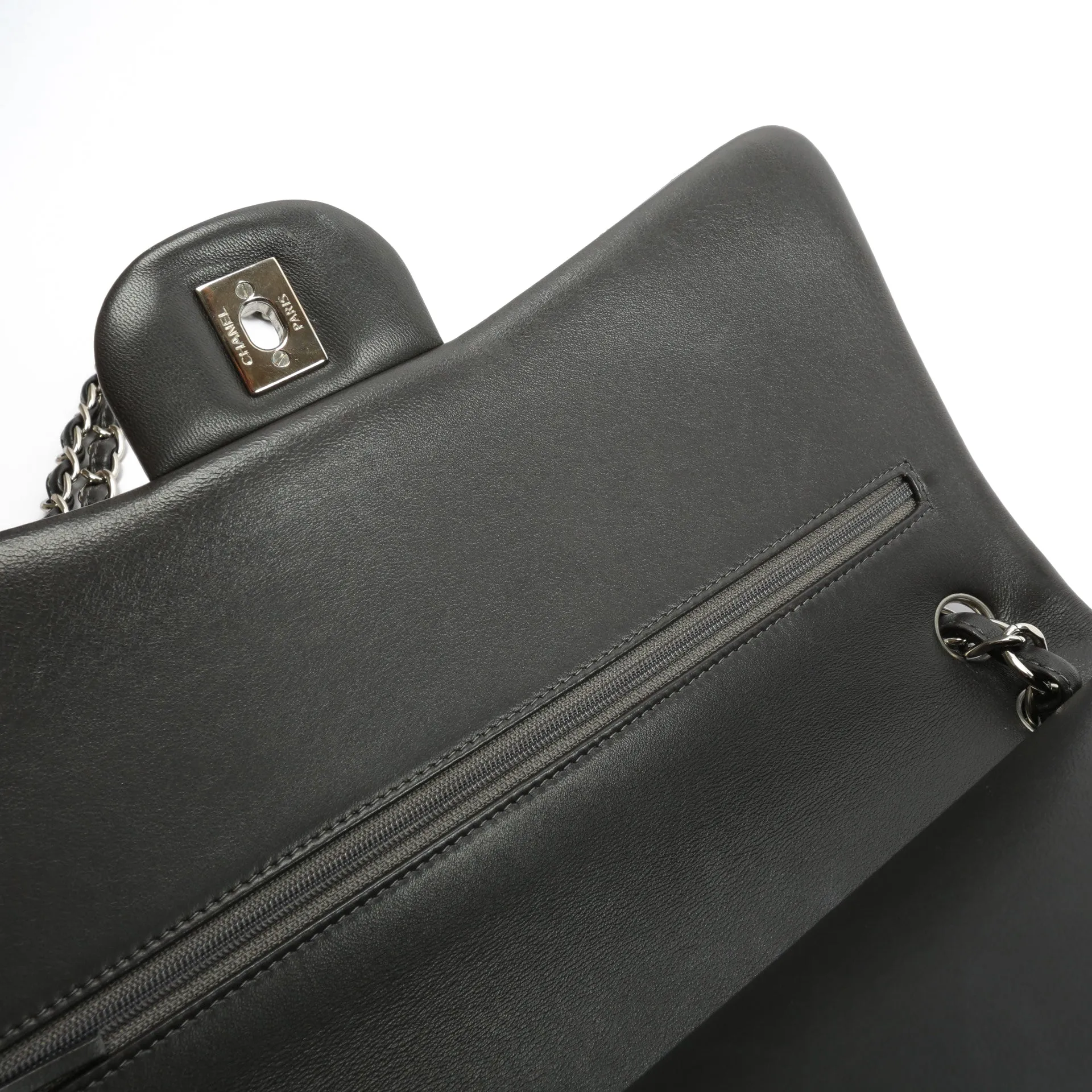 CHANEL Classic Jumbo Double Flap Lambskin- Grey